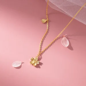 RENSINO 925 Sterling Silver 18K Gold Plated Small Flower Pendant Charm Necklaces for Girls