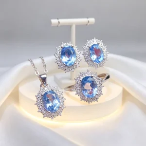 RENSINO 925 Sterling Silver 18K Gold Plating Fine Fashion Jewelry Set for Women Wedding Gift Party