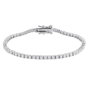 RENSINO 925 Sterling Silver 2mm Moissanite Tennis Bracelet Women GRA Certificate