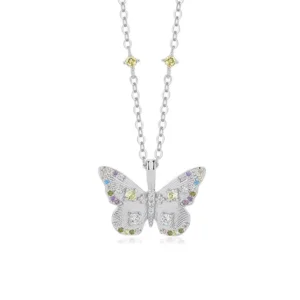 RENSINO 925 Sterling Silver 5A Zircon Butterfly Pendant Necklace for Women