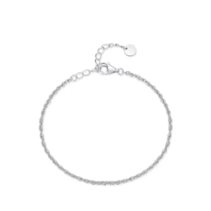 RENSINO 925 Sterling Silver Adjustable Charm Bracelet for Women Simple Jewelry with Zircon Stone for Parties and Weddings Gift