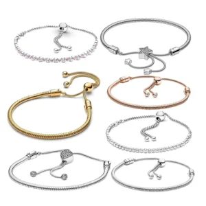 RENSINO 925 Sterling Silver Adjustable Snake Chain Bracelet Heart Beads Tassel Charm Clasp Elegant Friendship Jewelry Party Gift Idea