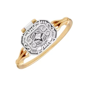 RENSINO 925 Sterling Silver Anillos De Boda Bijoux 14K Gold Ancient Medieval Style Two Color Plated Open Treasure Box Ring