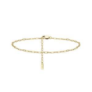 RENSINO 925 Sterling Silver Ankle Bracelet for Women 14K Gold Dainty Anklet Dainty Paperclip Chain Anklets for Women