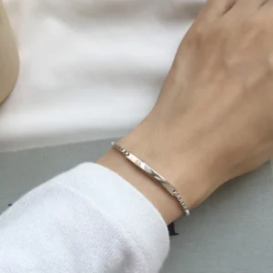 RENSINO 925 Sterling Silver Bar Box Chain Bracelet Link Chain Bracelet Jewelry