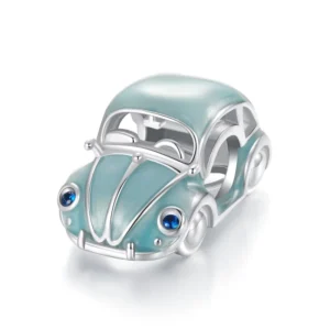 RENSINO 925 Sterling Silver Blue Enamel Car Charms Beads Fit Bracelet DIY Woman Classic Car Pendant Fine Jewelry SCC2843