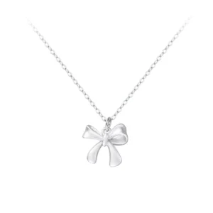 RENSINO 925 Sterling Silver Bow Knot Pendant Necklace Minimalist Ribbon Charm Necklace Fashion Jewelry Gift for Women