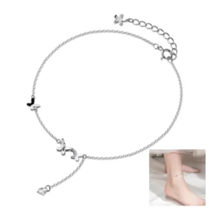 RENSINO 925 Sterling Silver Bracelets for Women Cute Sweet Charm Anklet Adjustable Chain Gift for Teen Girls Women