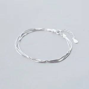 RENSINO 925 Sterling Silver Bracelets for Women Minimalist Jewelry Korean Style Multi-layer Charm Bracelet Gift