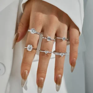 RENSINO 925 Sterling Silver Bridal Rings Sets Cubic Zirconia Halo 5A CZ Engagements Rings Wedding Bands for Women Promise Rings