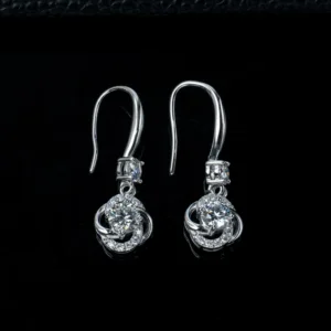RENSINO 925 Sterling Silver Brilliant Cut Drop Earrings IGI Certified Platinum Plated D Color VVS1 Clarity