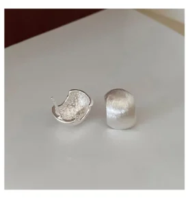 RENSINO 925 Sterling Silver Brushed Geometric Stud Earrings