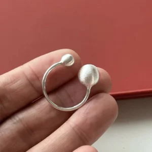 RENSINO 925 Sterling Silver Brushed Round Ball Adjustable Rings for Women