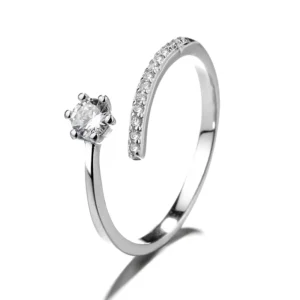 RENSINO 925 Sterling Silver CZ Adjustable Ring for Girl