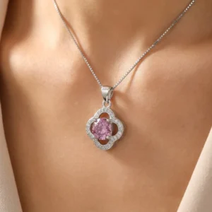 RENSINO 925 Sterling Silver CZ Clover Rhodium Plated Charm Pendants Classic Children’s Wedding Party Anniversary