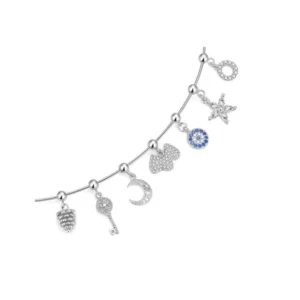 RENSINO 925 Sterling Silver CZ Jewelry Charms DIY Accessories for Women Necklace Bracelet Making