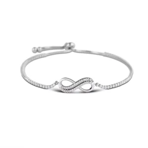 RENSINO 925 Sterling Silver Chain Bracelet Women CZ Infinity Bracelet