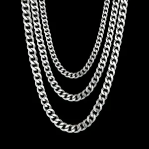 RENSINO 925 Sterling Silver Chains Hip Hop Jewelry 3.6 5 7mm Chunky Diamond Cut Cuban Link Chain Necklace for Men Women