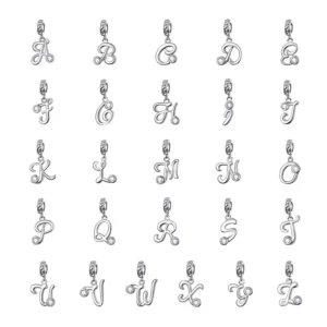 RENSINO 925 Sterling Silver Charm 26 Letter Pendant Women DIY Bracelet Accessories