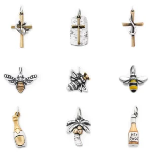 RENSINO 925 Sterling Silver Charm Antique Silver Charms Cross Bee Bottle Charm for Women Men Children