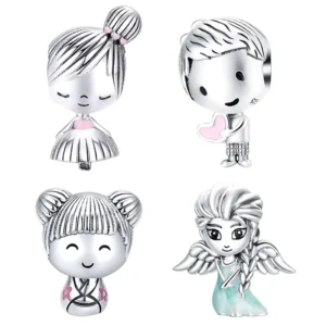 RENSINO 925 Sterling Silver Charm Jewelry Lovely Women Fine Jewelry S925 Sterling Silver People Princess Bracelet Charms