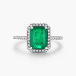 RENSINO 925 Sterling Silver Classic Emerald Cut Sparkling Wedding Engagement Band Rings for Women