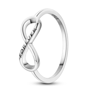 RENSINO 925 Sterling Silver Classic Jewelry Eternal Love Ring with Zircon for Wedding Engagement Anniversary Party Gift