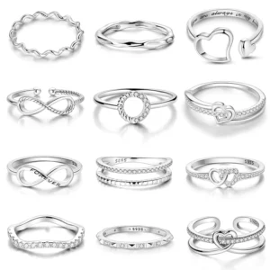 RENSINO 925 Sterling Silver Classic Rings Fine Jewelry Unique Design for Wedding Engagement Anniversary or Party