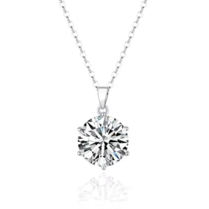 RENSINO 925 Sterling Silver Classic Six Prong 5CT Moissanite Choker Necklace Super Sparkle Western Light Luxury Custom Logo