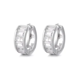 RENSINO 925 Sterling Silver Classic Wide Faced Zircon Earrings for Women Delicate Elegant and High End