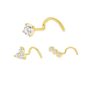 RENSINO 925 Sterling Silver Claw CZ Nose Stud Nose Ring Piercing for Women Men Facial Style Body Jewelry