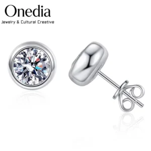 RENSINO 925 Sterling Silver Claw Setting Moissanite Stud Earrings Classic Bubble Solitaire Women’s Minimalist Luxury Guangxi