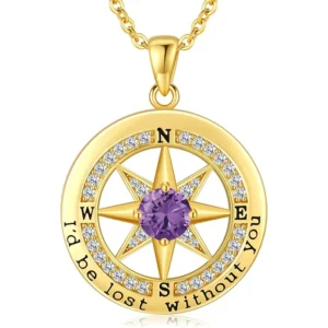 RENSINO 925 Sterling Silver Compass Necklace North Star Coin Pendants Trendy Chains 18k White Gold Plated Women’s Valentine’s Day Gift