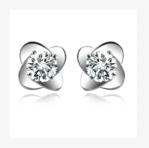 RENSINO 925 Sterling Silver Crystal Clover Earrings for Women Girls Gift Fashion Statement Jewelry