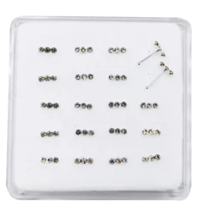 RENSINO 925 Sterling Silver Crystal Punk Style Nose Studs Body Jewelry for Wedding Gift