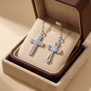 RENSINO 925 Sterling Silver Cubic Zirconia Cross Pendant Christian Rhodium Plated Women’s Necklace Jewelry