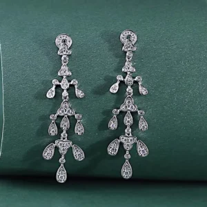 RENSINO 925 Sterling Silver Cubic Zirconia Drop Earrings