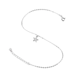 RENSINO 925 Sterling Silver Custom Fine Jewelry Anklet with Zircon Fashion Body Chain for Women Party Occasion