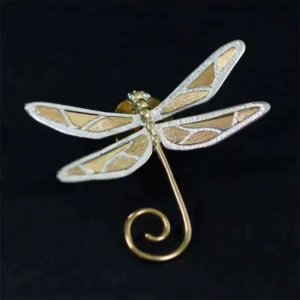 RENSINO 925 Sterling Silver Cute Handmade Dragonfly Design Butterfly Brooch for Women Jewelry