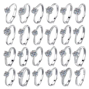 RENSINO 925 Sterling Silver D Color VVS1 GRA Moissanite Rings Ready Stock OEM ODM Custom Wedding Engagement Jewelry For Women