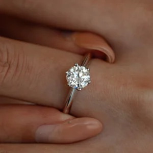 RENSINO 925 Sterling Silver D Color VVS1 Moissanite Engagement Ring Classic 6 Prong Diamond Wedding Band Ring Men Fine Jewelry for Women