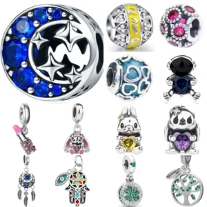 RENSINO 925 Sterling Silver DIY Charms Pendants Cartoon Silver Beads for European Bracelets Jewelry Making Findings