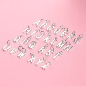 RENSINO 925 Sterling Silver DIY Initial Letter Charms 26 Alphabet Pendant Necklace for Bracelet Jewelry Making Gift Zircon
