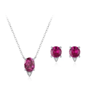 RENSINO 925 Sterling Silver Dainty 5A Cubic Zircon Necklace and Earring Jewelry Set for Gift