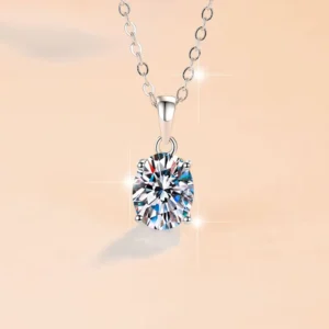 RENSINO 925 Sterling Silver Dainty Jewelry 1/2ct Oval Moissanite Pendant Necklaces for Gift