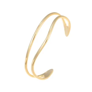 RENSINO 925 Sterling Silver Double Layer Line Smooth Hollow Bracelet Bangle For Women Girls