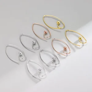 RENSINO 925 Sterling Silver Earring Hooks with Hollow Beads for Jewelry Making
