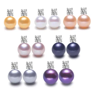 RENSINO 925 Sterling Silver Earrings Freshwater Pearl Earrings Multicolor Natural Pearl Earring Women