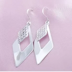 RENSINO 925 Sterling Silver Earrings Vintage Korean Style for Wedding Party Gift Silver Jewelry
