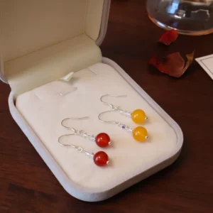 RENSINO 925 Sterling Silver Earrings with Natural Stone Beads Simple Sud Earrings for Women